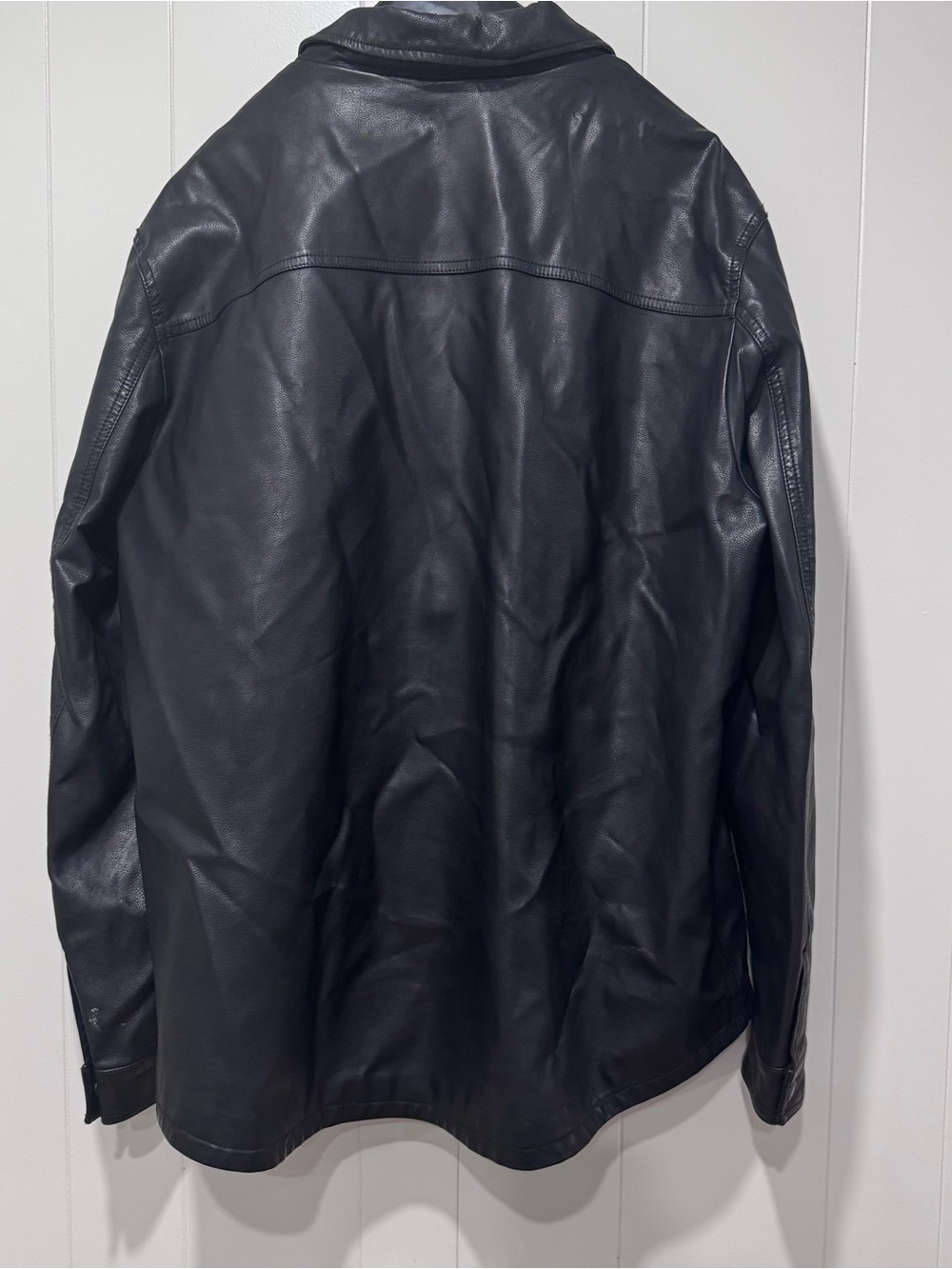 Levi’s Men’s 2XL Black Faux Leather Trucker Jacket Snap Zip Vegan Moto Coat - Picture 6 of 11